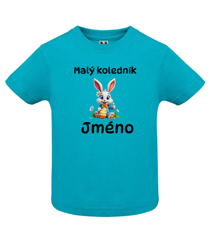 Dětské velikonoční tričko s vlastním jménem - motiv zajíček