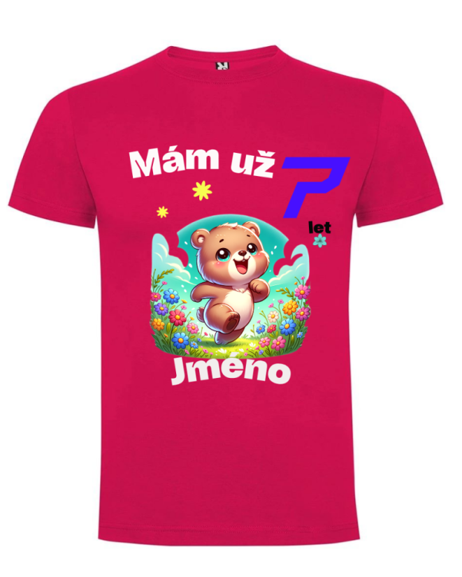 Narozeninové tričko medvídek s jménem