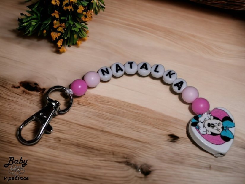 Přívěsek na klíče Minnie mouse - vlastní jméno