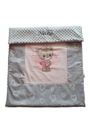 Minky deka 100*150cm s vyšitým jménem - Medvídek HOLKA