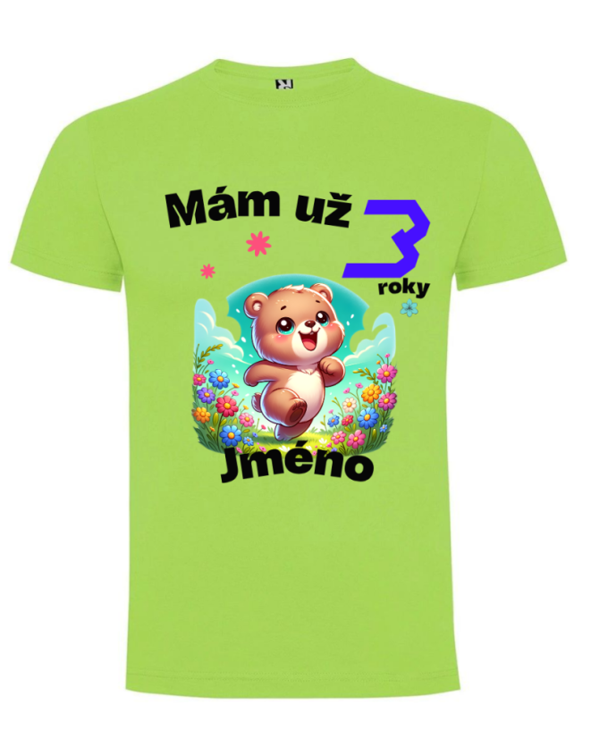 Narozeninové tričko medvídek s jménem