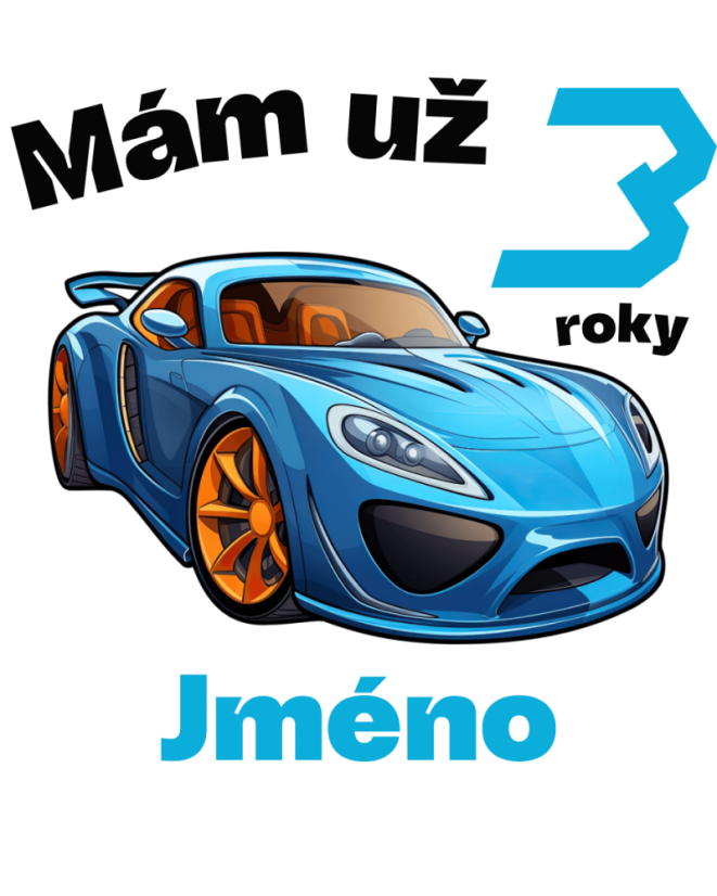 Narozeninové tričko auto se jménem - Věk: 3