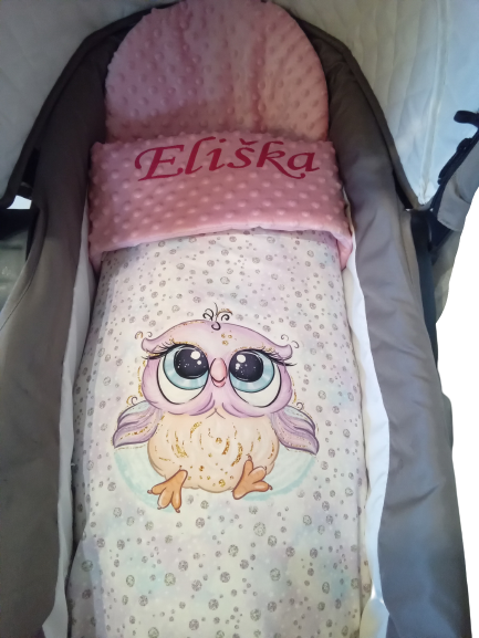 Minky deka s výšivkou jména – motiv sova