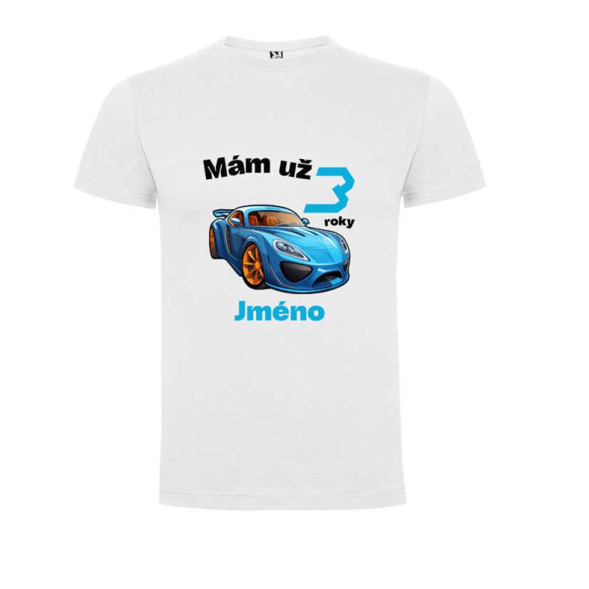 Narodeninové tričko auto s jménem - Věk: 8