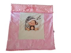 Minky deka 100*150cm s vyšitým jménem - OPICE